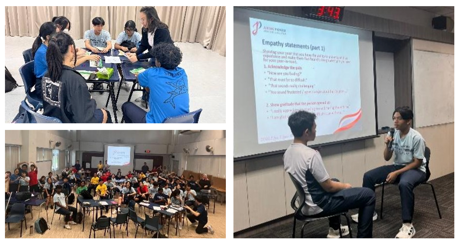 some students having training sessions in groups